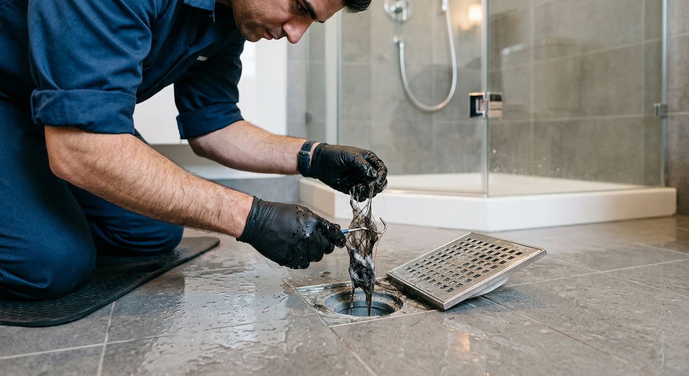 Débouchage de douche bouchée par un plombier à Courbevoie