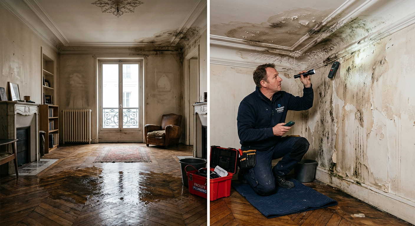 Gestion d'un dégât des eaux en urgence dans un appartement à Courbevoie