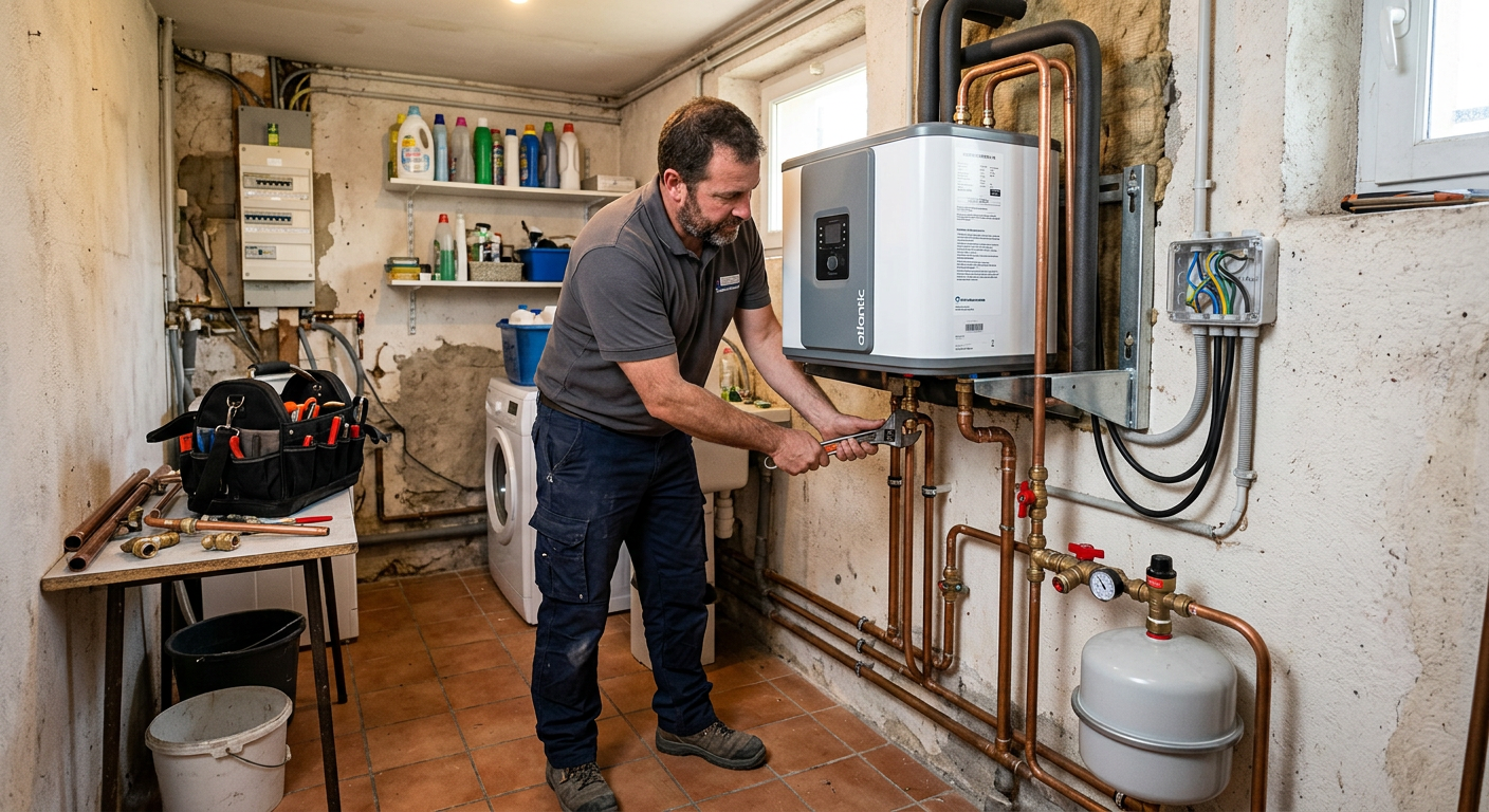Pose de chauffe-eau thermodynamique par un plombier à Courbevoie