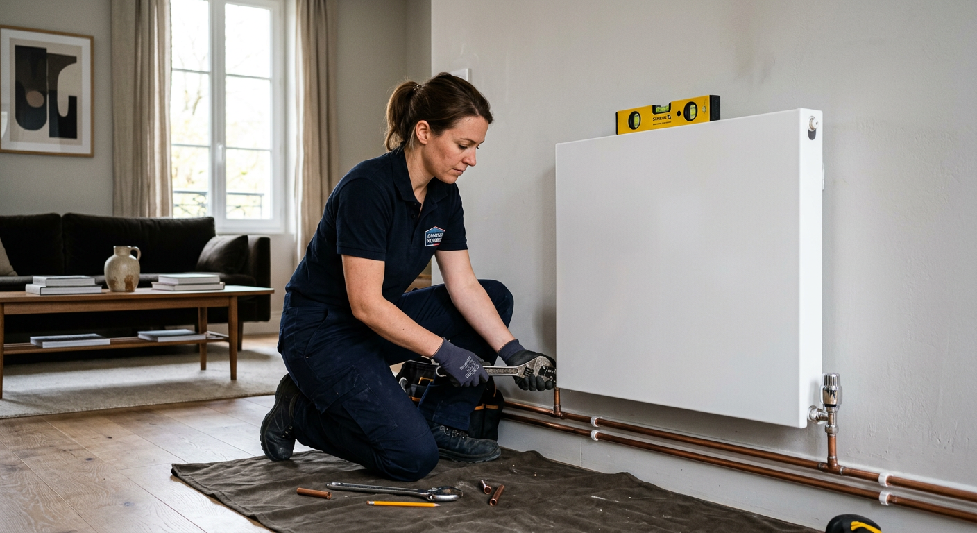 Installation de radiateur avec robinet thermostatique à Courbevoie 92