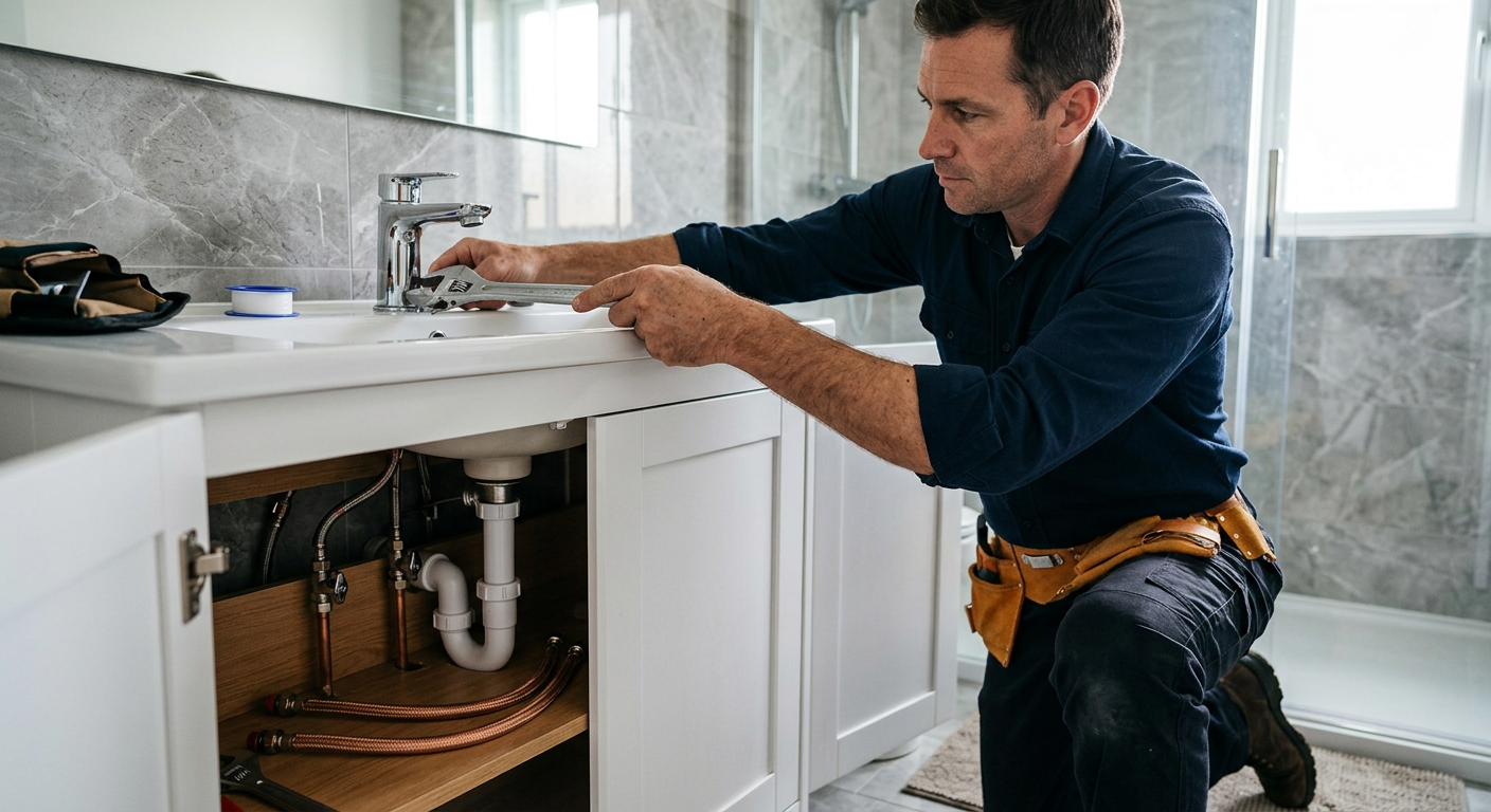 Pose de mitigeur chromé par un plombier à Courbevoie